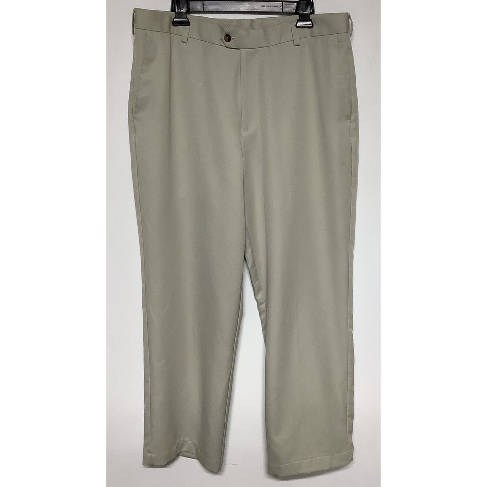 Izod Golf Pants Mens 36x30 Beige Flat Front Stretch Lightweight Casual